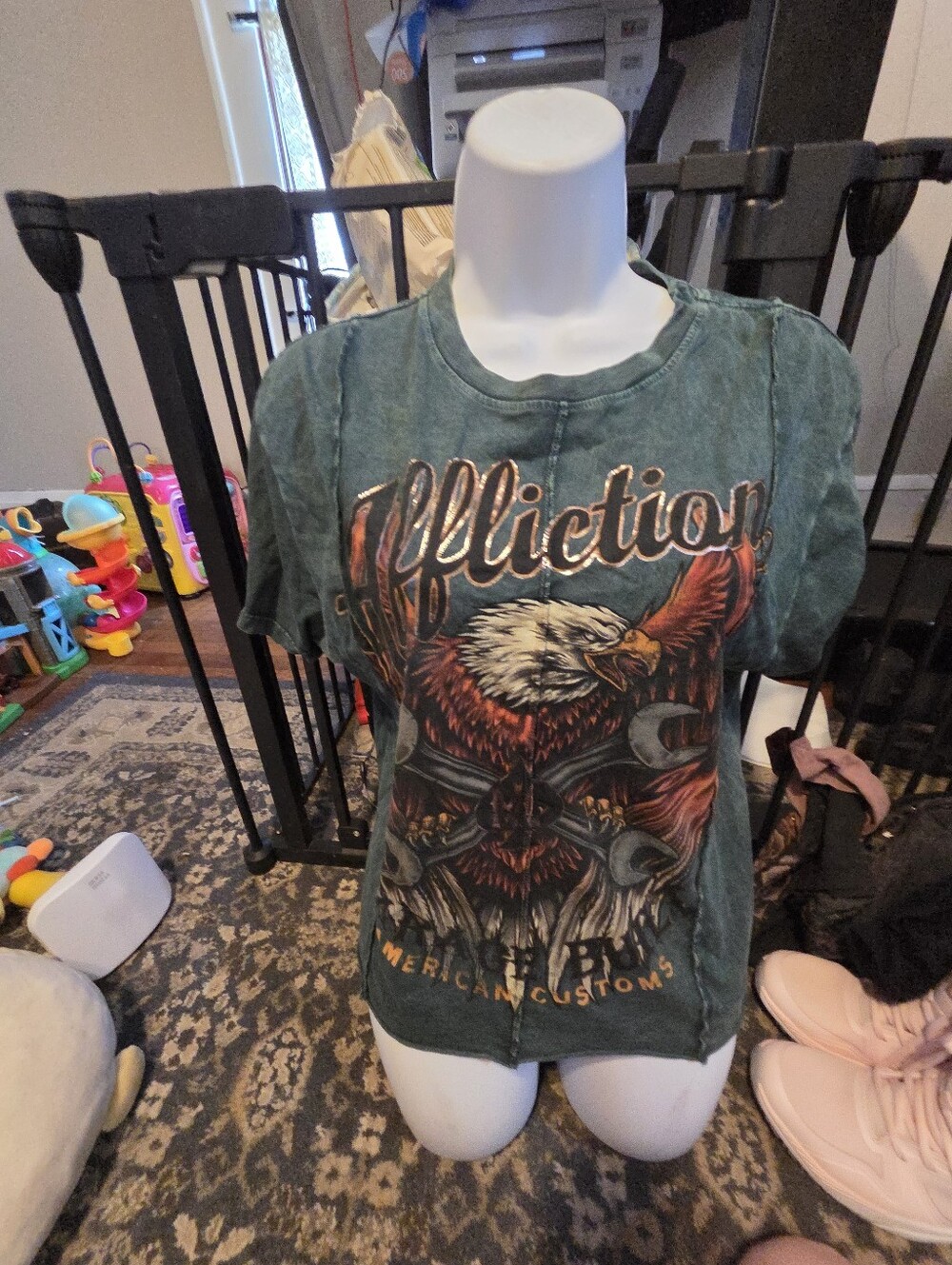 Affliction Green Eagle & Wrench Graphic Tee